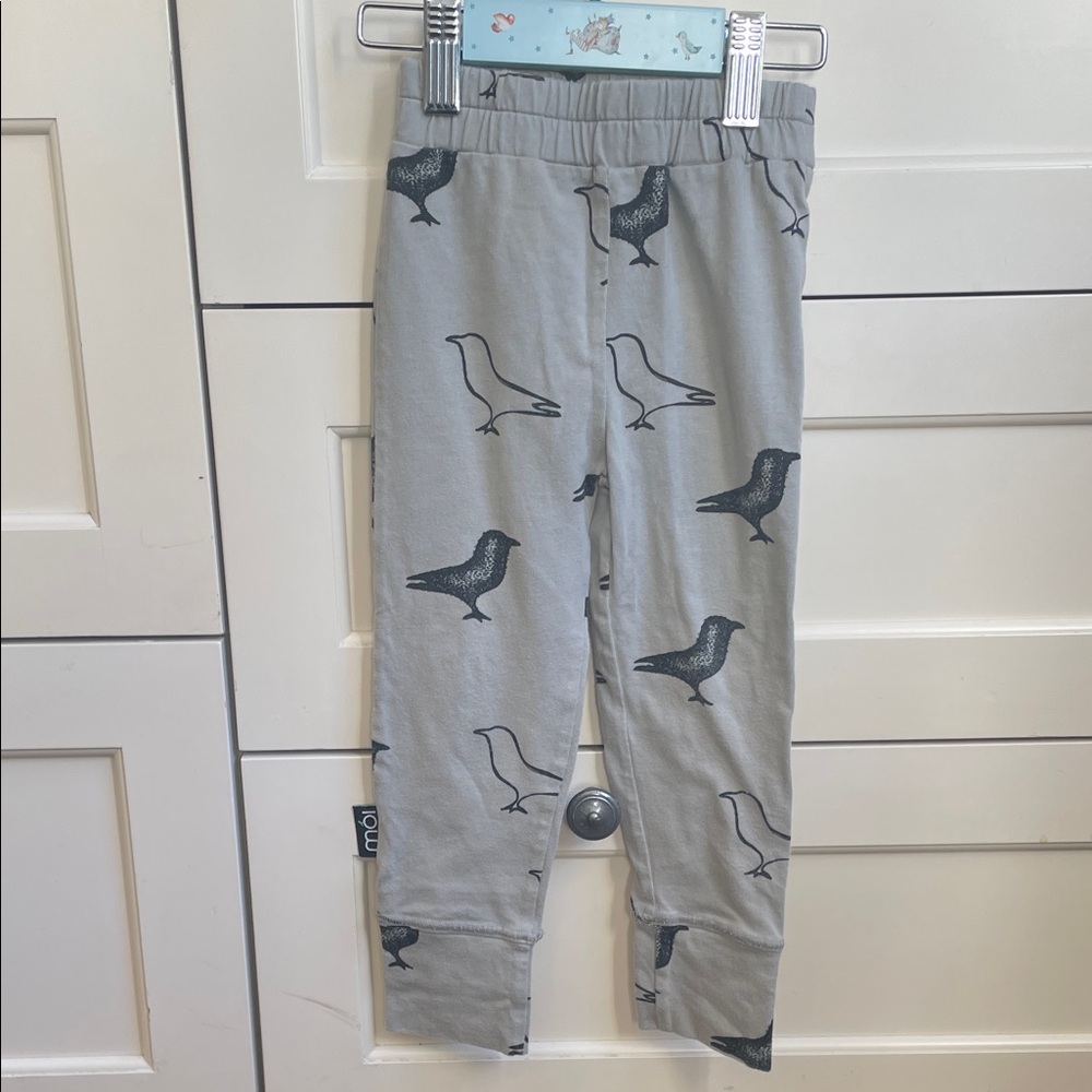 Moi Gray Bird Print Kids Leggings